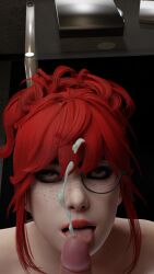 artist_request cumshot freckles glasses grand_theft_auto grand_theft_auto_v mary_mushkin nopixel penis red_eyes red_hair tagme tagme_(artist) tongue tongue_out unknown_artist unseen_male_face