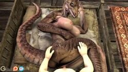 1boy 1boy1girl 1girls 3d animal_genitalia animated anthro breast dinosaur female glitched_securitron interspecies large_ass large_breasts male mp4 no_sound pale-skinned_male pale_skin sex short_playtime tagme vagina video