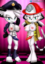 2girls abs athletic_female barby_koala bbmbbf blush breasts diamond_level female female_only furry jian_the_tiger looking_at_viewer mobius_unleashed palcomix pietros_secret_club sega sex_toy sonic_(series) sonic_the_hedgehog_(series) strap-on