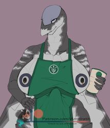 1futa aeromorph aircraft anthro apron areolae big_breasts blue_eyes breasts clothed clothing f-22 futa_only futa_solo futanari iamwrath iced_latte_with_breast_milk jo_(physicswolf) living_aircraft living_machine looking_at_viewer meme mostly_nude nipples penis solo solo_futa standing unusual_lactation