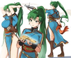 1girls female female_only fire_emblem fire_emblem:_the_blazing_blade gun lyn_(fire_emblem) ormille pistol surprised tagme weapon weapons