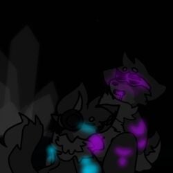 2boys anthro artist_request blackout blowjob blush crystals digital_media_(artwork) drooling furry gay glowing_markings grey_body grey_fur headphones jammer_(kaiju_paradise) kaiju_paradise legs_open looking_pleasured lowres nightshade_(kaiju_paradise) roblox roblox_game shutter_shades source_request wolf