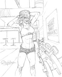 1girls abs arms arms_up astrid_hofferson athletic_female disclaimer dreamworks exposed_torso female female_only hairband how_to_train_your_dragon legs no_color sketch smirk smirking solo solo_female tying_hair viking voluptuous voluptuous_female workout workout_clothes