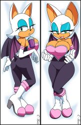 1girls bat_ears bat_wings big_breasts big_thighs body_pillow cleavage clothed clothed_female clothing curvy curvy_female curvy_figure dakimakura dakimakura_pillow gloves green_eyes rouge_the_bat solo sonic_(series) wings