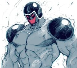 abs android biceps completely_nude_male extreme_muscles kinnikuman male_focus male_only male_solo muscular muscular_male not_furry red_eyes robot robot_humanoid solo_male spacezin warsman