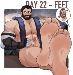 balls bara barefoot beard boner erection facial_hair feet foot_focus gay kano_(mortal_kombat) male male_feet male_foot_fetish male_only mortal_kombat muscles muscular penis revealyoursins sub-zero