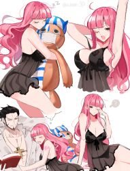 big_breasts breasts dracule_mihawk female lingerie male one_piece perona pink_hair saram_80 tagme