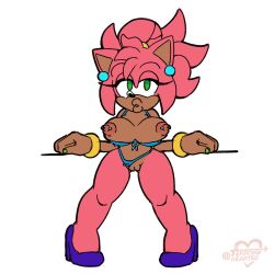 amy_rose arrow_hearted breasts female furry high_heels pierced_nipples pussy sonic_(series) sonic_the_hedgehog_(series) string_bikini thick_lips