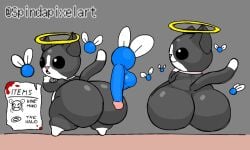 2022 ambiguous_gender anthro ass axoarts balls big_balls big_butt big_penis biped black_body black_fur black_sclera blue_fly_(the_binding_of_isaac) collar collar_only english_text erection feral fur genitals grey_background group guppy_(the_binding_of_isaac) halo hovering huge_balls huge_butt huge_cock huge_thighs humanoid_genitalia humanoid_penis hyper hyper_balls hyper_genitalia hyper_penis looking_at_viewer looking_back looking_back_at_viewer male male/ambiguous male_only multicolored_body multicolored_fur nude open_mouth paper penis raised_tail rear_view simple_background text the_binding_of_isaac thick_thighs two_tone_body two_tone_fur video_games white_body white_eyes white_fur