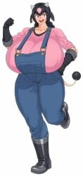 female gigantic_breasts gijinka miltank personification pokémon_(species) pokemon solo spacezin