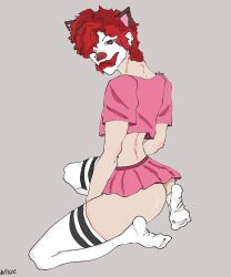 big_ass femboy male_focus male_only mcdonald's red_hair ronald_mcdonald skirt suggestive thighhighs twink