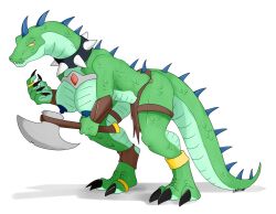 1anthro anklet anthro anthro_only axe claws erect_nipples green_scales large_breasts lizalfos nelsonnoir nintendo red_eyes ring scalie spiked_collar the_legend_of_zelda toe_ring yellow_eyes