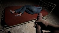 1boy 1girls 3d artist_request bed citizen_(half-life_2) citizen_(half-life_series) clothed clothing erect_penis erection feet female half-life half-life_(series) jeans male masturbation nude nude_male penis sleeping tagme