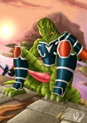 absurd_res animal_genitalia animal_penis anthro armor balls beach big_penis claws cloud countershade_torso countershading erection feet genitals green_body hi_res island lizard lizardman lizardman_(soul_calibur) male male_only melee_weapon meleon muscular muscular_male paws penis reptile scalie sea seaside solo soul_calibur sword tapering_penis tongue tongue_out vein veiny_penis video_games water weapon yellow_eyes