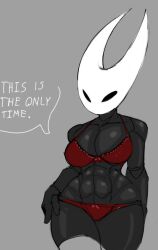 2022 anthro arthropod athletic athletic_anthro athletic_female black_body bra breasts cleavage clothed clothing colored_sketch dare_to_exist dialogue english_text fecharis female hollow_knight hornet_(hollow_knight) insects panties partially_clothed portrait red_bra red_clothing red_panties red_underwear sketch solo team_cherry text three-quarter_portrait underwear underwear_only video_games wide_hips