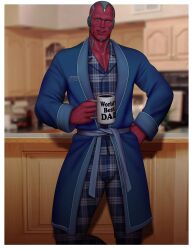 bulge daddy drawnpr0n gay male_only marvel marvel_cinematic_universe pajamas robe robot_humanoid vision wandavision