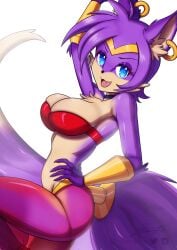 blue_eyes breasts female female_focus female_only fox_girl furry furry_only purple_fur purple_hair revenantart shantae shantae_(character) smooth_skin white_background