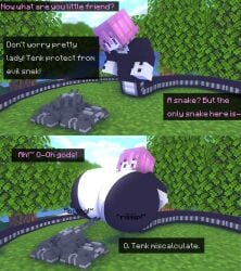 big_breasts breast_expansion breasts c0feedrinker935 dialogue english_text female huge_breasts mine-imator minecraft mojang naga original_character snake_girl tagme tenk(tittank) tittank