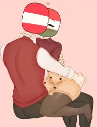 1boy 1boy1girl 1girls anthro ass austria_(countryhumans) backview blush breasts closed_eyes clothed clothed_female clothed_female_clothed_male clothed_male countryhumans countryhumans_girl couple_love couples faceless_male female flawsy holding_ass hugging hungary_(countryhumans) kiss kissing legs_wrapped_around_partner light-skinned_female light-skinned_male light_skin love male male/female muscular muscular_male no_shoes red_sweater riding romantic_couple sitting stockings sweater thick thick_thighs thighs wholesome wide_hips