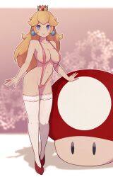 blonde blonde_female blonde_hair lamb-oic029 mario_(series) mushroom princess_peach sling_bikini super_mario_bros. super_mushroom