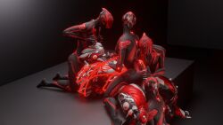 1futa 3d 3d_(artwork) 4girls alien_penis athletic_female athletic_futanari cock_ring cock_worship edging female_domination futanari glowing_cum hildryn_(warframe) human precum precum_drip robot sumsmutwriter tied_up warframe