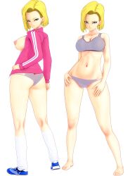 1girls 3d alternate_version_available android_18 big_breasts blonde blonde_hair blue_eyes cameltoe cleavage curvy dragon_ball erect_nipples female huge_areolae huge_ass pillows_(artist) puffy_nipples short_hair thick_lips voluptuous wide_hips yellow_hair