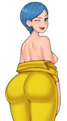 1girls 2022 ass ass_focus ass_shot back back_view backboob blue_eyes blue_hair breasts bubble_butt bulma_briefs dragon_ball dragon_ball_super dragon_ball_super_super_hero female female_only hips huge_ass jumpsuit large_breasts loodncrood mature_female milf mother short_hair simple_background slim_waist thick_thighs thighs wide_hips