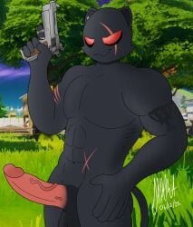 absurd_res anthro balls da1k1ra epic_games erection fortnite genitals hi_res humanoid_genitalia humanoid_penis looking_at_viewer male male_only meowscles_(fortnite) muscular muscular_male nude penis shadow_meowscles_(fortnite) solo video_games