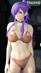 1girls 3d breasts choker disinterested emotionless expressionless female female_only fire_emblem fire_emblem:_three_houses fire_emblem_warriors fire_emblem_warriors:_three_hopes foulveins hair_over_one_eye large_breasts long_hair looking_at_viewer nintendo purple_eyes purple_hair shez_(female)_(fire_emblem) shez_(fire_emblem) solo