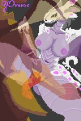 anthro anthro_penetrated anthrofied bakugan black_eyes dragon furry gortros large_breasts large_penis looking_at_viewer missionary missionary_position monster monster_girl penetration pixel_art purple_skin red_body request scales sex vaginal_penetration wavern wings wyvern