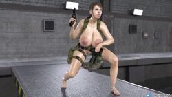 1girls 3d ass big_ass big_breasts crouching female female_only gun metal_gear_solid metal_gear_solid_v quiet_(metal_gear) renilarts3dx solo tactical_nudity