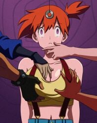 bangs bare_shoulders big_breasts electrickronos female hands_on_breasts hypno hypnosis kasumi_(pokemon) mind_control misty_(pokemon) orange_hair pendulum pokemon pokemon_(species) purple_eyes short_hair tagme unusual_pupils