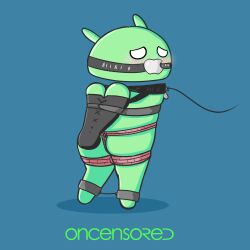 android android_(os) android_girl apple armbinder bondage bugdroid domination green_skin oncensored oncensored_(artist) rope_bondage