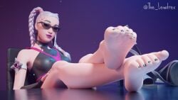 barefoot feet foot_fetish foot_focus fortnite lewdrex presenting_feet sabina_(fortnite) sunglasses tinted_eyewear