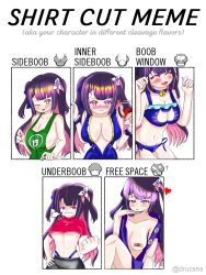 1girls :3 blush both_eyes_closed english_text heart hina_misora light-skinned_female light_skin looking_at_viewer meme nettokun no_bra one_eye_closed one_eye_open shirt_cut_meme sideboob text tongue tongue_out underboob virtual_youtuber wactor wactor_es wactor_production