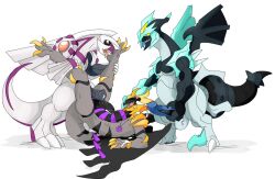 3boys dragon furry gay giratina kyurem male male_only necklace nelsonnoir palkia penis pokemon pokemon_bw pokemon_dppt scalie sharp_teeth tongue_out wings yaoi