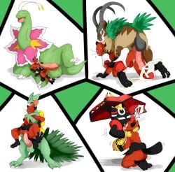 1girls 4boys anthro anthrofied anus dewott furry gogoat meganium nelsonnoir oral penis pokemon pokemon_(species) pokemon_bw pokemon_rse pokemon_sm pokemon_xy tapu_bulu vaginal_penetration veiny_penis