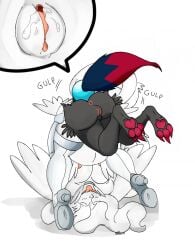 anthro anthrofied anus claws erect_nipples furry large_breasts nelsonnoir pawpads pokemon pokemon_(species) pokemon_bw pussy reshiram unbirthing vore white_fur zoroark