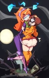 2girls ass ass_grab daphne_blake disabledfetus multiple_girls possession scooby-doo signature skirt_up text velma_dinkley yuri