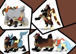 5boys anthro anus balls canine cum cum_in_ass cum_inside cumshot ear_ring equine flaccid furry gay horns horsecock keldeo keldeo_(resolute_form) legendary_pokémon lopunny lucario male_keldeo male_lopunny male_lucario mega_lucario mythical_pokemon nelsonnoir original_character penis pokemon pokemon_(species) pokemon_bw pokemon_dppt pokemon_xy terrakion yaoi