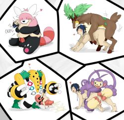 2019 ambipom anal anal_fingering anthro balls bewear blush feral hug impossible_fit it'll_never_fit male male_only necklace nelsonnoir nintendo original_character pokemon pokemon_bw pokemon_dppt pokemon_sm pokephilia regigigas sawsbuck summer_sawsbuck