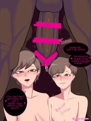 1girls 2boys ass bad_parenting between_legs bi_domination bisexual bisexual_male brown_hair censored cute_male dark-skinned_male ema_nanako english_text female gay_domination gelatomusume highres interracial male male_and_female_subs maledom malesub mother mother_and_son motherly_cuckold multiple_boys multiple_subs nervous netorare nude original original_character penis penis_awe quinn_nanako short_hair straight yaoi