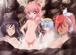 bath blush breast_hold covering_breasts flat_chest glasses kirche_augusta_frederica_von_anhalt_zerbst large_breasts louise_francoise_le_blanc_de_la_valliere megami nipples nude nude_filter nyantype onsen photoshop pink_hair siesta tabitha uncensored vagina water zero_no_tsukaima