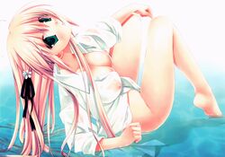 blush breasts cleavage koibito_doushite_suru_koto_zenbu long_hair miyasu_risa nipples open_clothes open_shirt shirt sonowo_coo wet