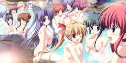 breast_grab breasts lyrical_ds lyrical_lyric mikeou nipples nude onsen