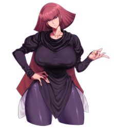 1girls big_breasts breasts female gundam haman_karn hourglass_figure huge_breasts human leggings light-skinned_female light_skin looking_at_viewer nipple_bulge pink_hair purple_eyes short_hair solo spacezin thick_thighs villainess voluptuous wide_hips zeta_gundam