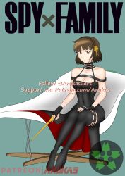 arukas cosplay leather_clothing looking_at_viewer makoto_niijima persona persona_5 red_eyes spy_x_family yor_briar_(cosplay)