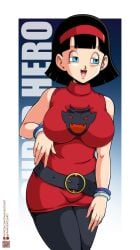 1girls black_hair blue_eyes clothed clothed_female clothing dragon_ball dragon_ball_super female_only franfuentesart2 hairband light-skinned_female light_skin smile solo solo_female videl videl_(dragon_ball_super)