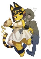 2020 animal_crossing ankha ballbusting bob_cut breasts crotch_kick femdom findom kick_in_the_balls kicking_balls nintendo source_request spacezin tagme tamakeri villager_(animal_crossing)