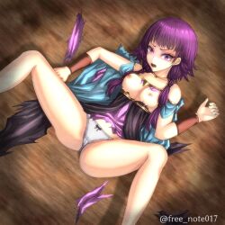 1girls alternate_version_available angry bangs bare_legs breasts exposed_breasts female female_only fire_emblem fire_emblem:_the_sacred_stones free_note017 gangbang gangrape grey_panties imminent_rape legs lute_(fire_emblem) medium_hair nintendo nipples on_back open_mouth panties purple_eyes purple_hair rape shocked small_breasts solo spread_legs torn_clothes twintails underwear